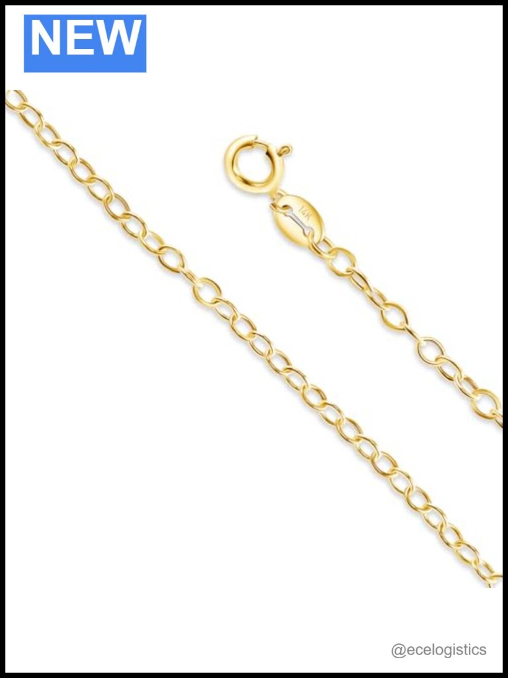 Real 14k Yellow Gold Hollow Rolo Chain Necklace 2mm 16-24"